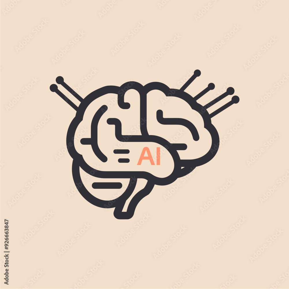 Vector logo of a human brain with AI Stock Vector | Adobe Stock