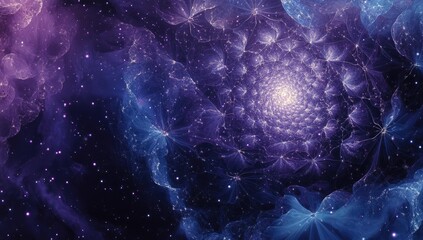 Wall Mural - Purple and blue fractal galaxy with stars.