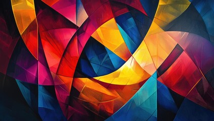 Wall Mural - Abstract geometric painting with bold colors.