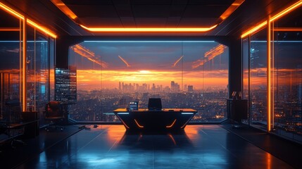 Futuristic Office with AI Productivity Tools: Offices where productivity tools are powered by AI.