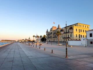 Spetses island, Greece. Seafront neoclassical buildings, old historic town