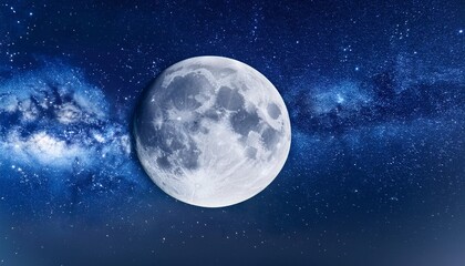 Full moon in space with stars and bright blue sky a stunning astronomical display of nature's beauty