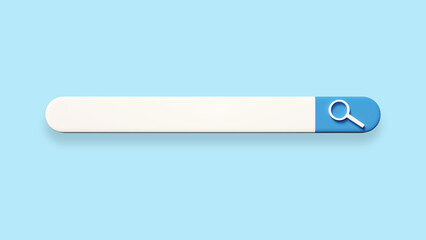 Search bar. Searching for information on internet. Browser search bar. Web application design element. Search bar for internet site. Place to write request. Searching data. 3d image.