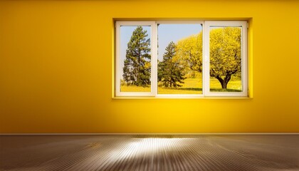 Wall Mural - Yellow Room with Tree and Window