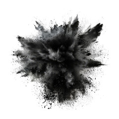 Wall Mural - black paint color powder festival explosion burst isolated white background.	