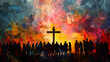 © Kavidu - People Gathering at the Cross Worshipping Together in a Spiritual Faith Community