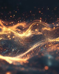 Wall Mural - a conceptual depiction of sound waves merging with cosmic particles, creating a sense of harmony and