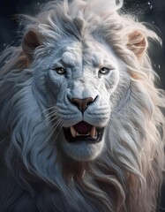 Canvas Print - White lion portrait 