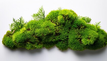 Wall Mural - On a white BackgroundTop view of bright green moss