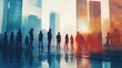 © Koplexs-Stock - Silhouetted figures stand in front of a city skyline