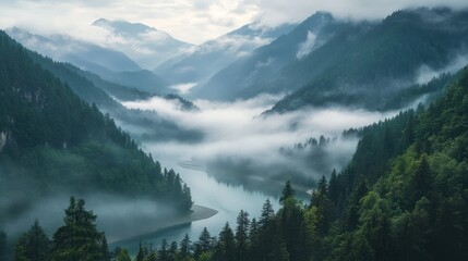 Poster - Misty Mountain Lake