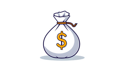 Money bag icon, moneybag flat simple cartoon illustration isolated with white highlights, png