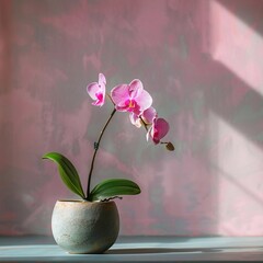 Wall Mural - 
an orchid in a vase is standing on the table