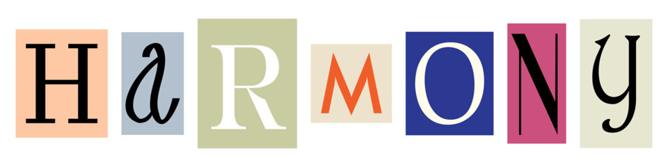 colorful letters spelling harmony
