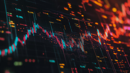 Abstract with pastel colorful charts and graphs with statistics to analyze business potential and forecast future development of companies growth.