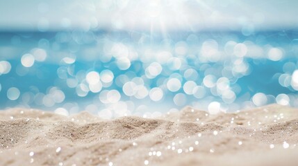 Wall Mural - Beach Sand and Blue Ocean with Sun Rays