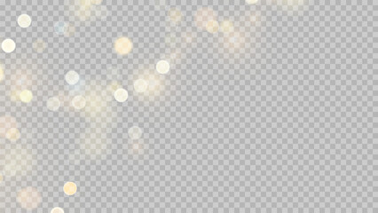 Wall Mural - golden dust light png. christmas glowing bokeh confetti and sparkle overlay texture for your design.