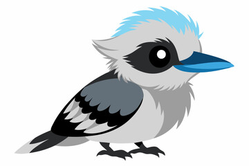  Baby kookaburra soft blue eyes vector art illustration