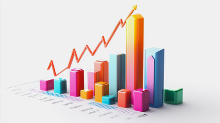 charts and graphs with statistics to analyze business potential and forecast future development of companies growth.