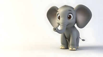 Wall Mural - Cute cartoon elephant with big ears and brown eyes.