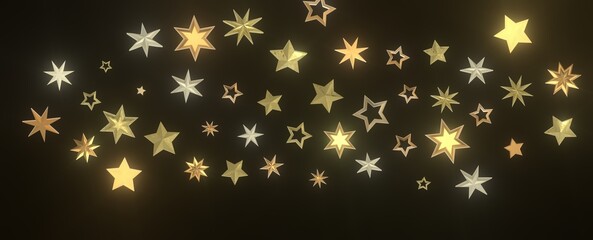 Wall Mural - Stardust Christmas Shower: Mesmerizing 3D Illustration Depicting Descending Holiday Star Particles