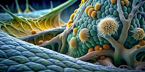 Microscopic view of intricate plant tissue