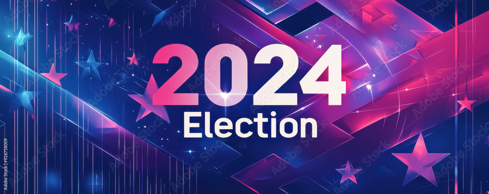 Election Visuals Dynamic Neon Stars and Vote 2024 Campaign. A futuristic, vibrant design ...
