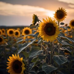 Wall Mural - sunflowers in the field