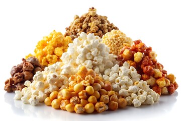 Wall Mural - Rich collection of popcorn, isolated on white background