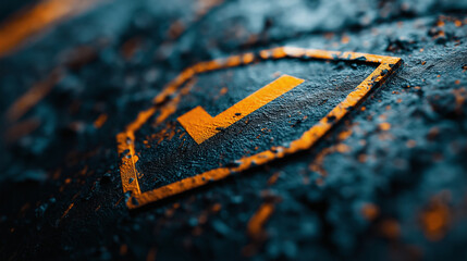 Wall Mural - close-up of a weathered shield, with a bright, digital checkmark etched into its surface, representi