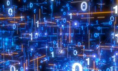Aufkleber - Neural network 3D illustration. Big data and cybersecurity