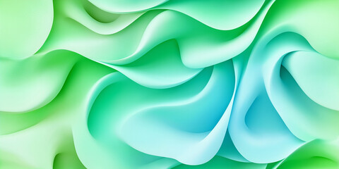 A seamless abstract pattern with soft, flowing green and blue shapes. The organic curves and pastel colors create a tranquil and harmonious design, ideal for calming backgrounds.