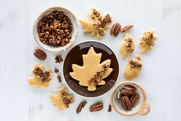 Wall Mural - An arrangement of maple pecan shortbread cookies with candied pecans.