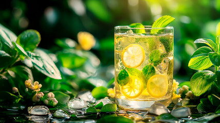 cup of tea with leaves in the sun