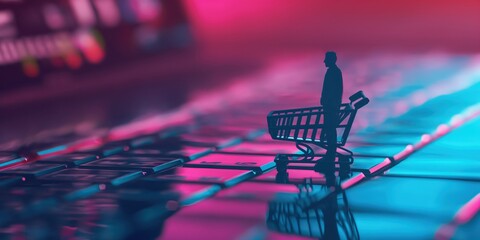 Digital Shopping Cart on Laptop created by ai