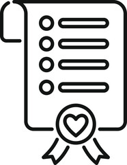 Sticker - Simple icon of a marriage contract is featuring a heart, representing love and commitment