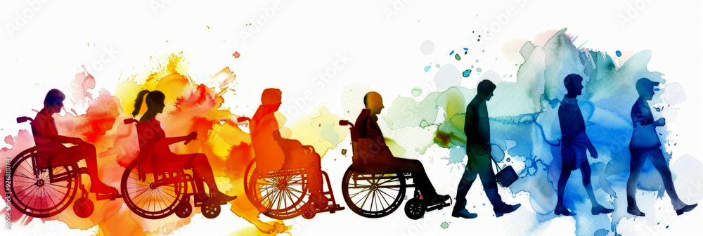 International Day of Persons with Disabilities. Watercolor illustration ...