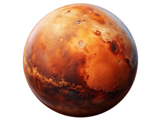 Wall Mural - mars planet with detailed reddish surface features isolated on transparent background