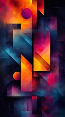 Poster - Geometric shapes and vibrant colors creating dazzling abstract wallpaper