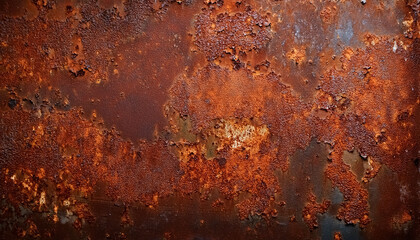 Rusted metal wall, iron, peeling, tattered, deteriorated, red rust, weathered, old