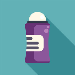 Wall Mural - Purple roll on deodorant bottle spreading freshness on a turquoise background