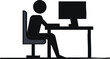 © Tanvir - Person at the computer symbol. Computer work icon. Office work sign. Remote work symbol. Isolated. Transparent Background Cut Out