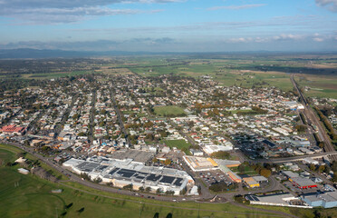 Wall Mural - aerial view of the town of singleton in the hunter valley area of new south wales, australia.