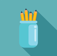 Poster - Pencils standing in a blue container, ready to be used for writing or drawing