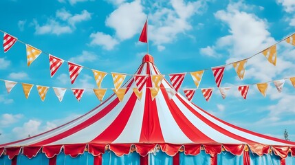 Circus tent carnival red fun festival entertainment fair show park amusement background vintage flag party retro performance white poster event marquee leisure top joy banner