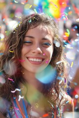 Joyful Woman Celebrating with Confetti created by ai