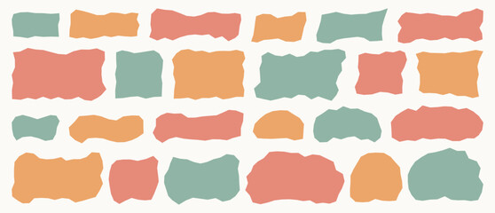 Wall Mural - set of abstract angular geometric rough shapes, hand drawn doodle blank text frames. colored brutali