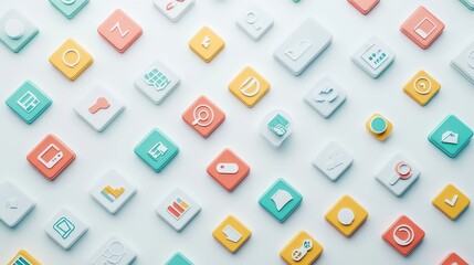 Colorful App Icons on White Background.