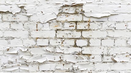 Sticker - A close-up of an old white brick wall with chipping paint, revealing layers of history