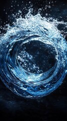 Wall Mural - Hyper realistic image of a circular design in deep opaque blue image 